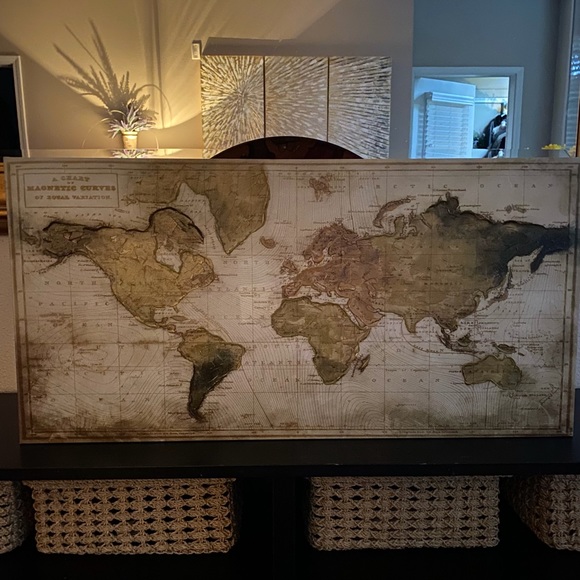 Beautiful Art On Canvas 15X30 Hand Embellished Canvas World Maps NWT - Picture 12 of 15